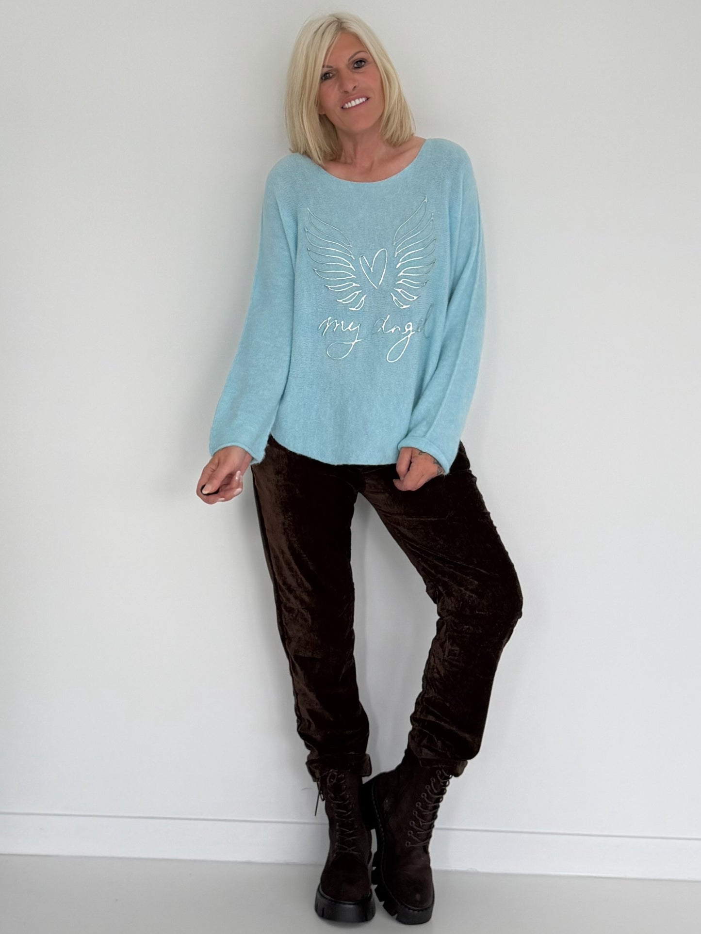 Weicher Pullover My Angel - hellblau