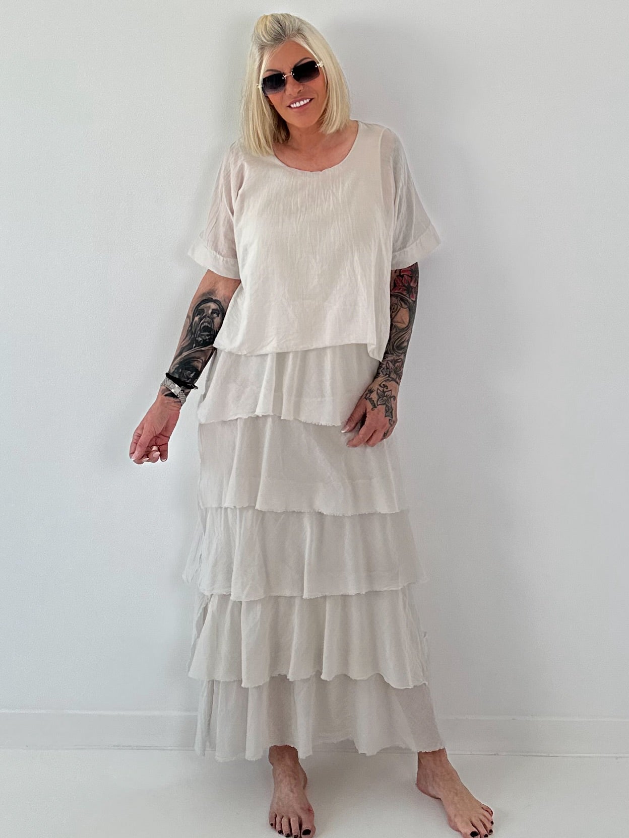 Kleid im Lagenlook - beige