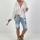 Boho blouse with elaborate details - white