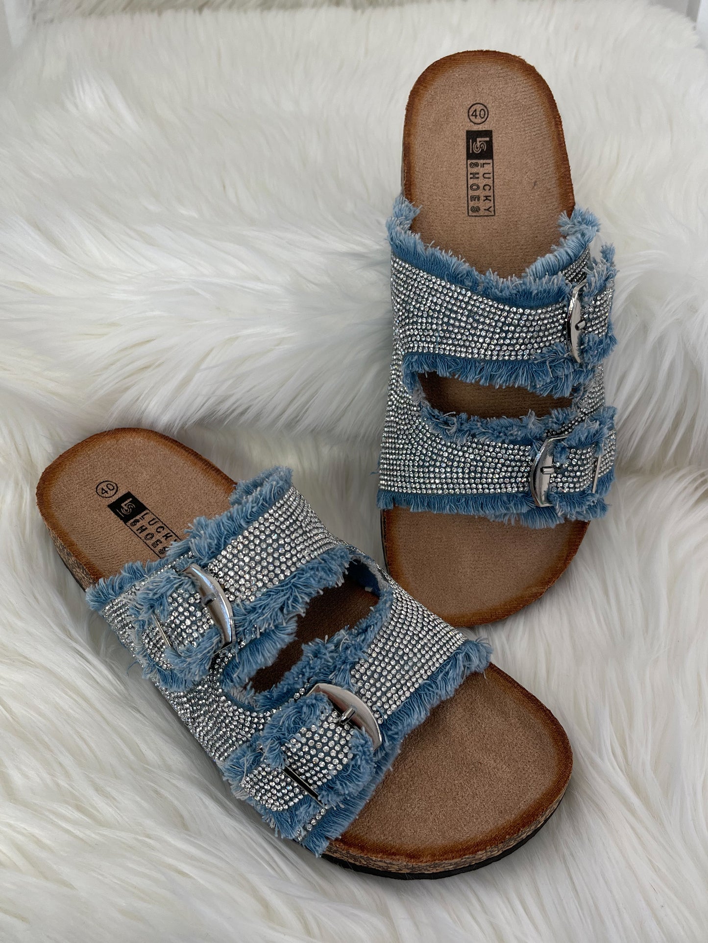 Muiltjes met strasssteentjes - lichtblauw