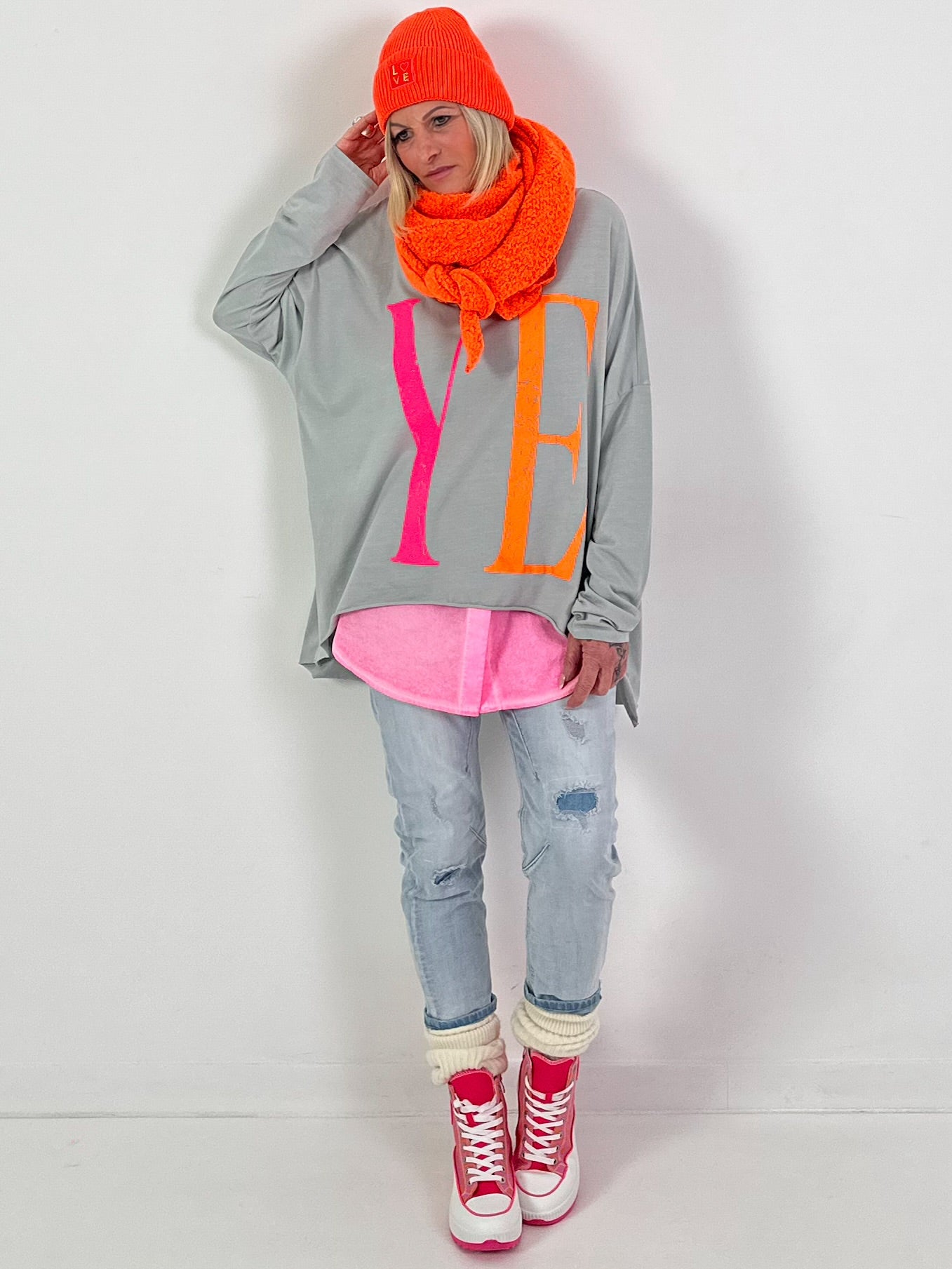 Oversized shirt model “YEAH” - gray