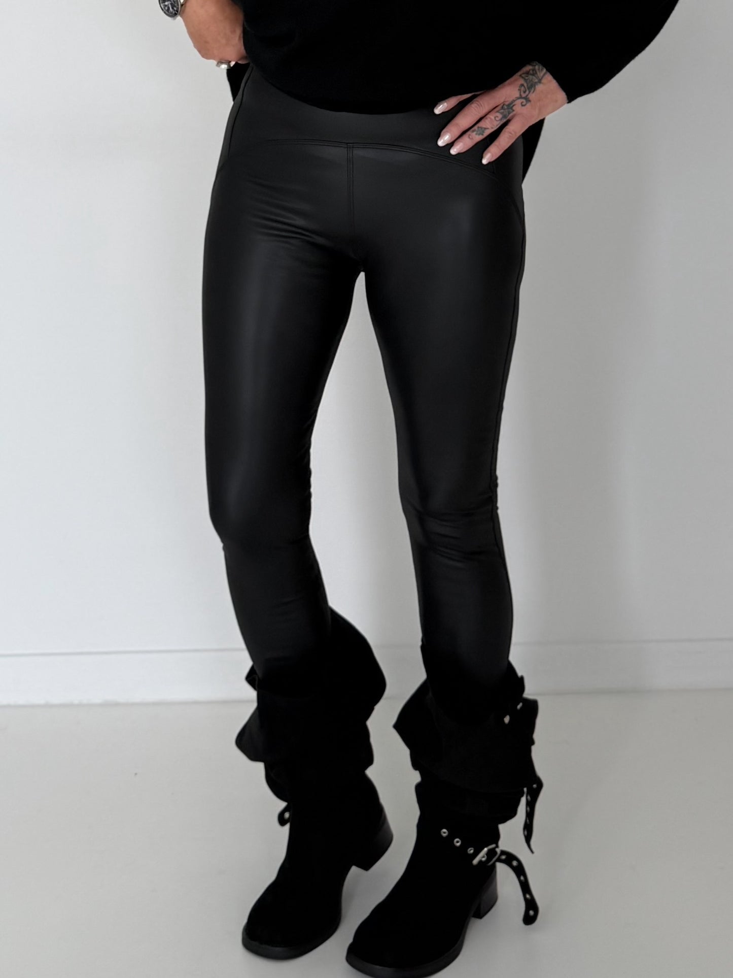 Lederleggings - schwarz