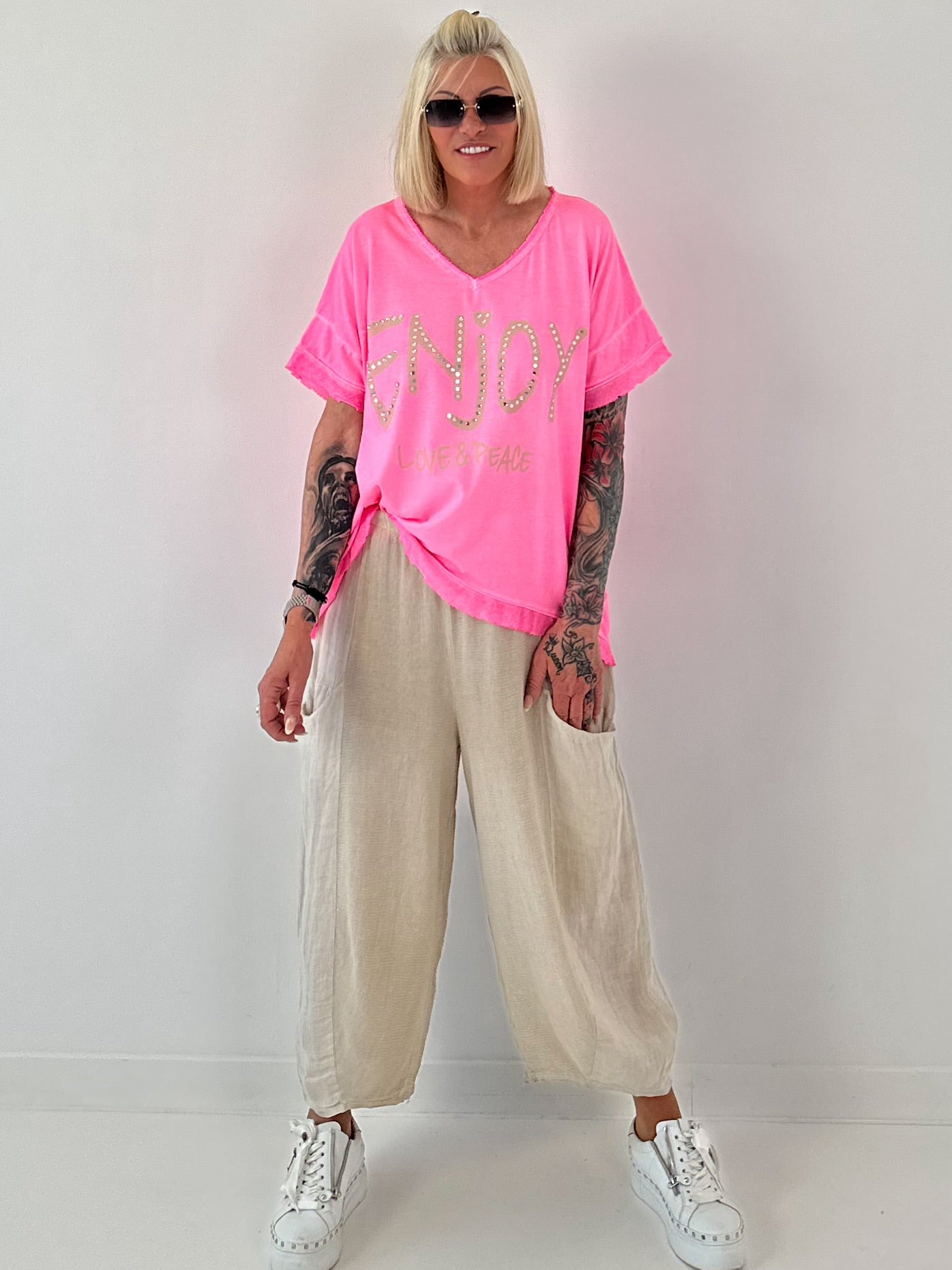 T-Shirt Smile - neon pink