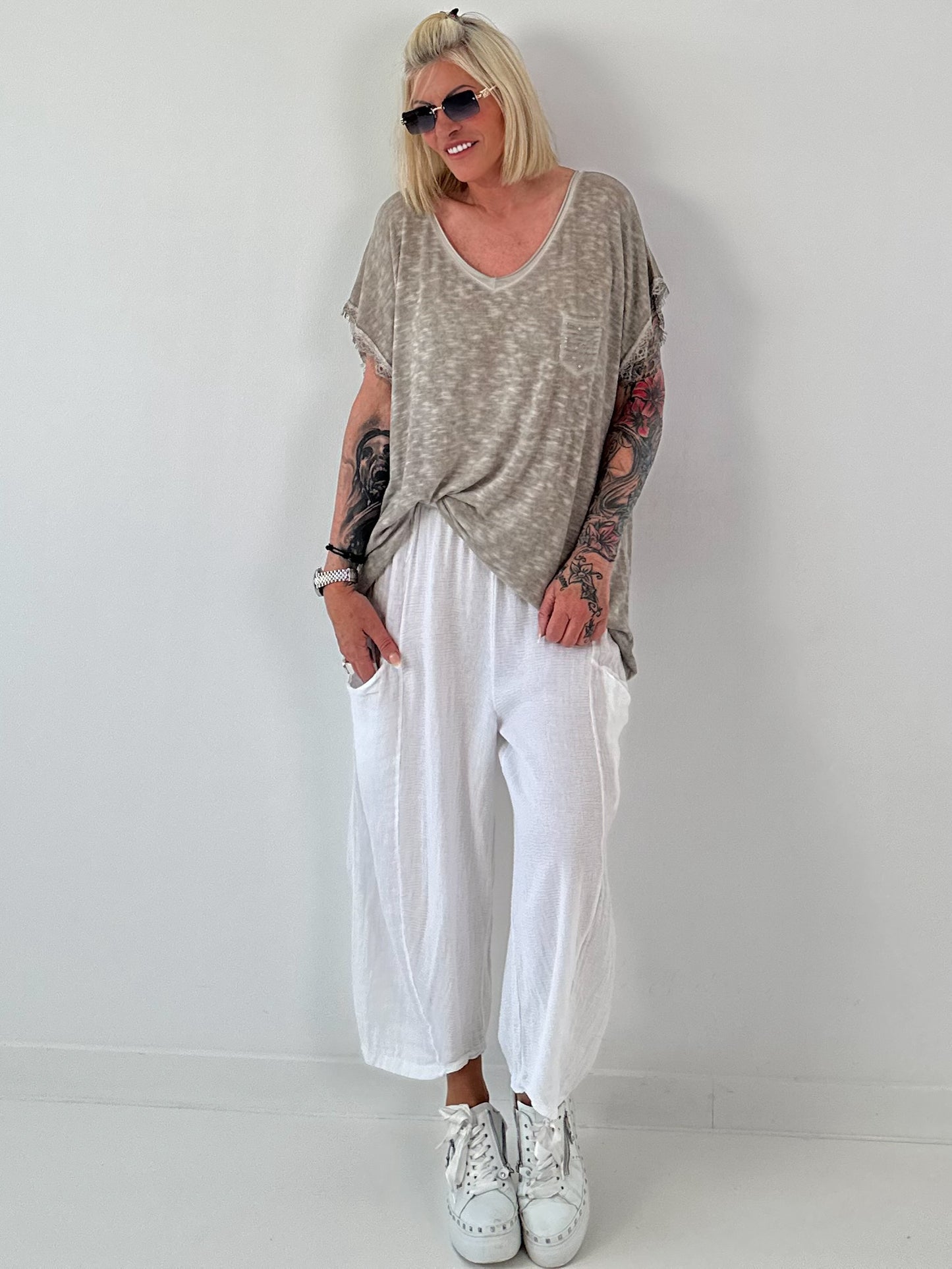 Fine knit shirt Mouse - beige