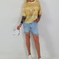 Pailletten Shirt mit Streifen - gelb-champagner
