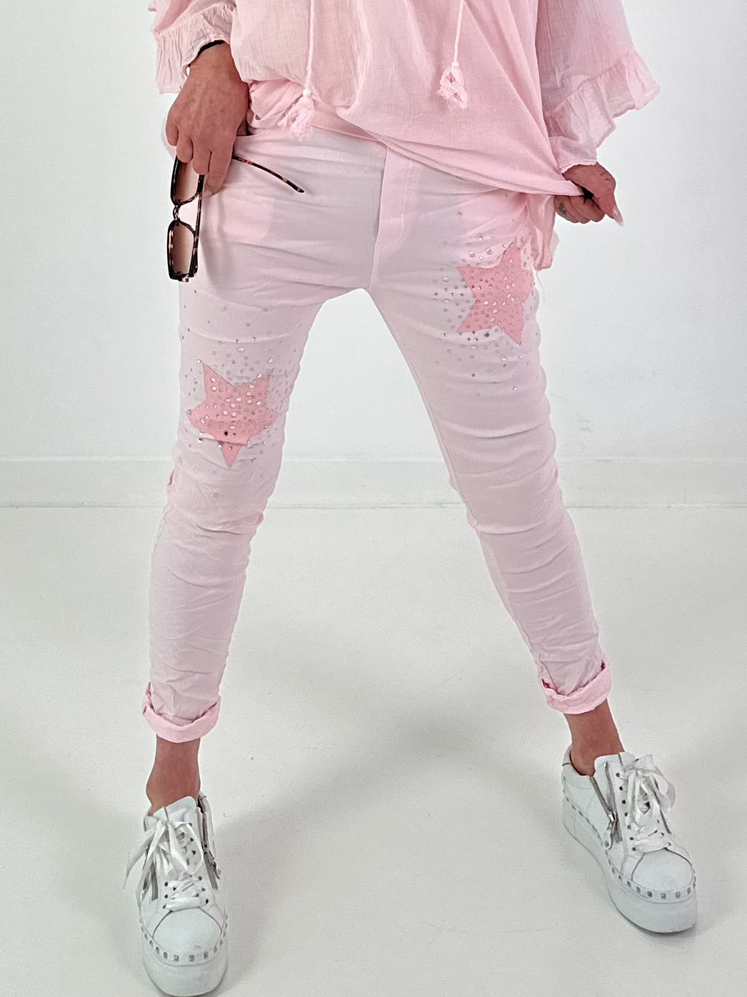 Pants with stars - pink