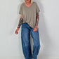 Ripp Shirt mit Fransendetails - taupe