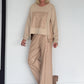 Sweater with faux leather details - beige