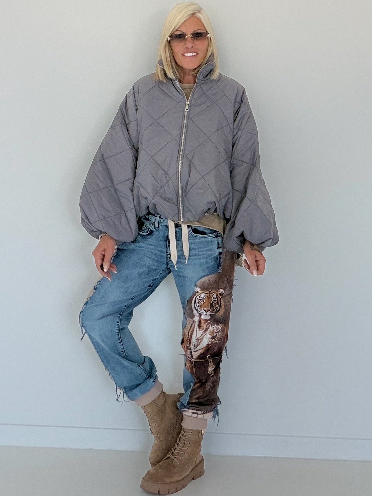 Jacke mit Puffärmelchen - grau