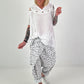 Leinen Shirt mit Ösen und Schulter Cut-Outs - weiss
