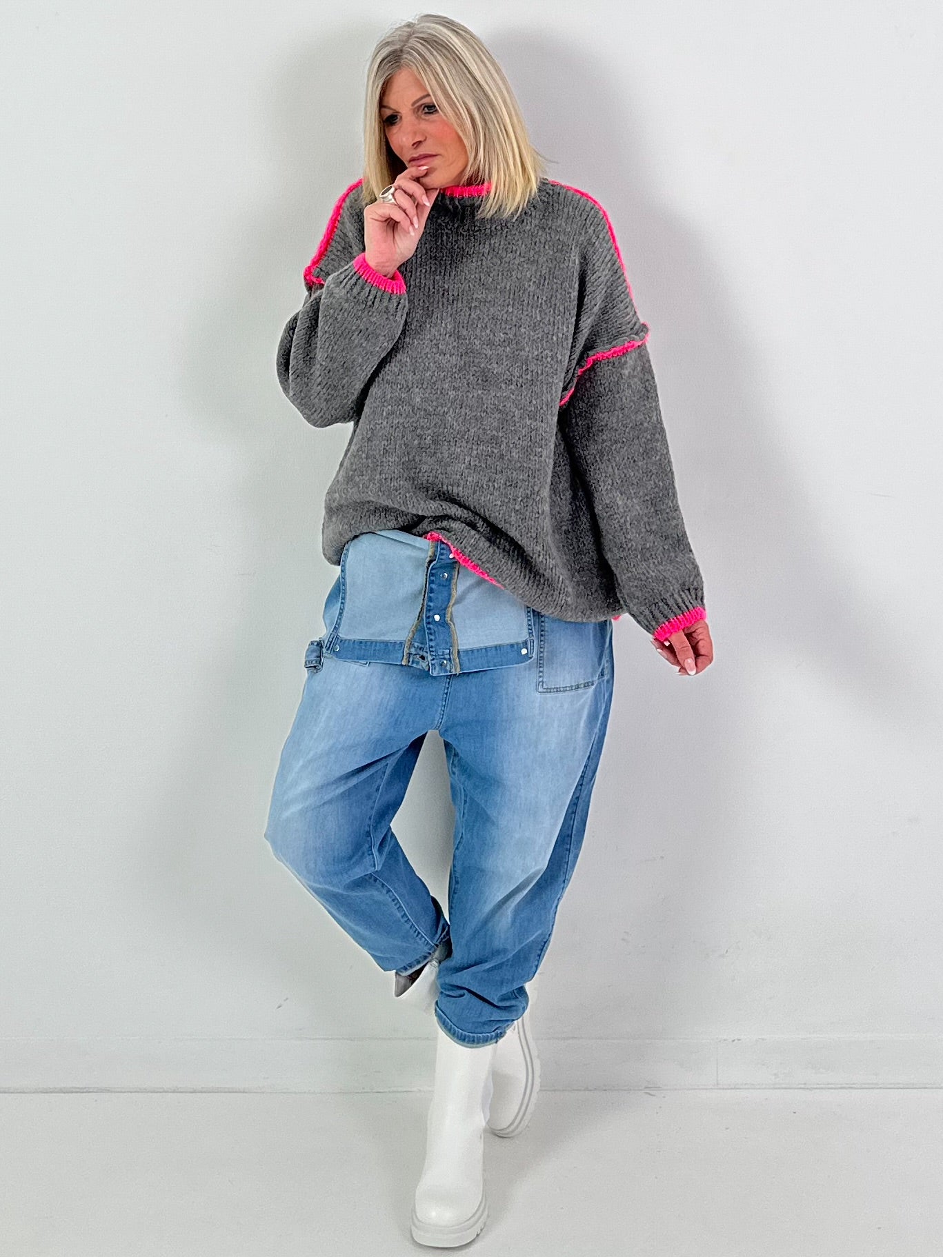 Trui model "Contrast Edge" - grijs