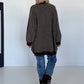 Oversized Long-Strickjacke mit Streifen - dark-chocolate-mokka