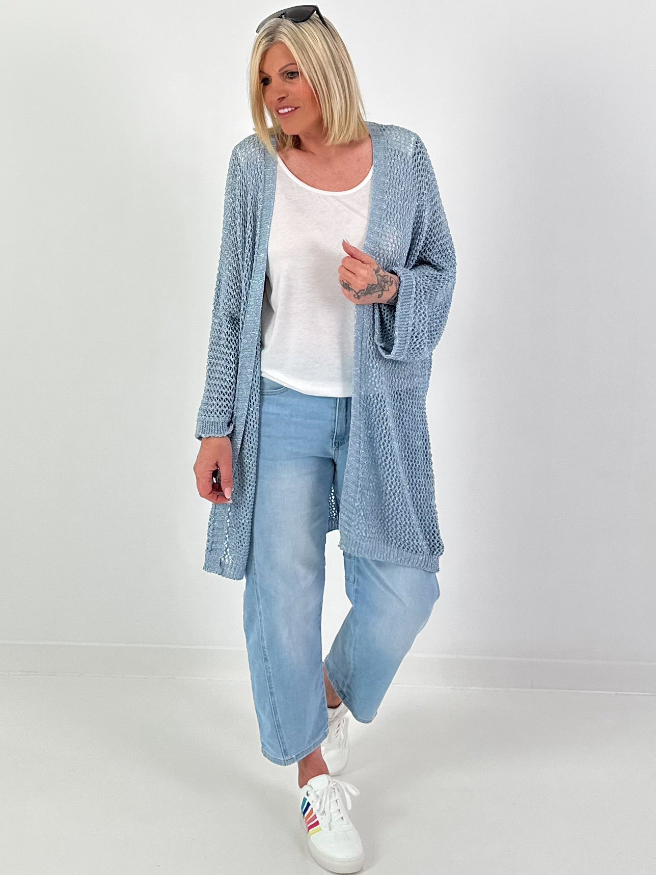 Crochet Jacket with Lurex - light blue