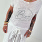 T-Shirt mit transparenten Pailletten - weiss