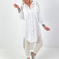 Long linen blouse with eyelet embroidery - white