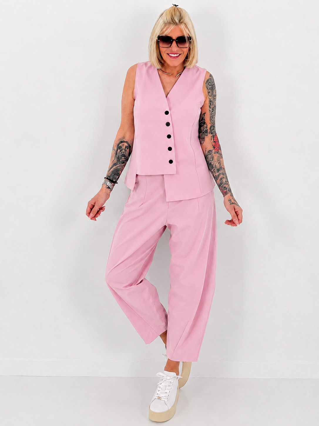 Weste asymmetrisch - rosa