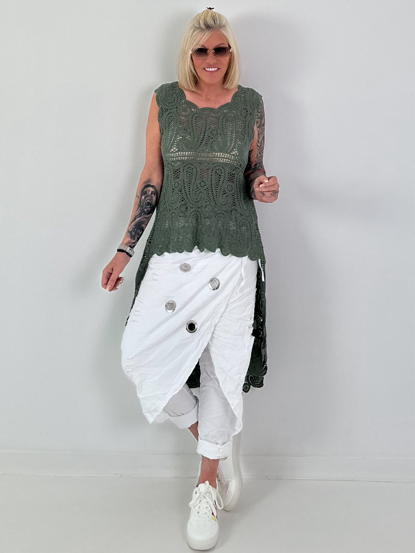 Ibiza Häkelshirt - khaki