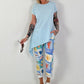 T-Shirt asymmetrisch - hellblau