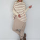 Strickpullover mit Streifen und Stulpenärmeln - creme-taupe