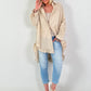 Oversized blouse met ruches – beige