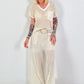 Crochet trousers with lurex - beige