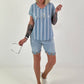 Jeansshirt mit Streifen- hellblau