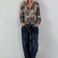 Patterned shirt jacket - khaki