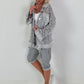 Jeansjacke mit floralem Netzeinsatz - grau ( lieferbar ab 26.05.26)