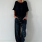 Lightweight half-sleeve sweater - navy