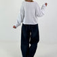 Sweater with purl seams and print - white