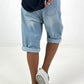 Short Jeans Baggy with Overlay - Light Blue