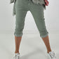 Capri Hose mit Bindeband - salbei
