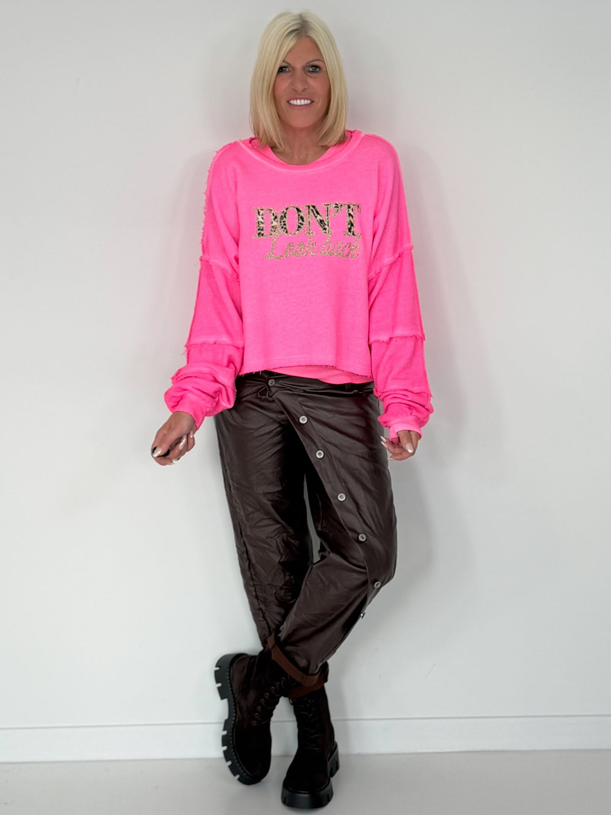 Sweater Don´t Look Back  - neonpink-leo