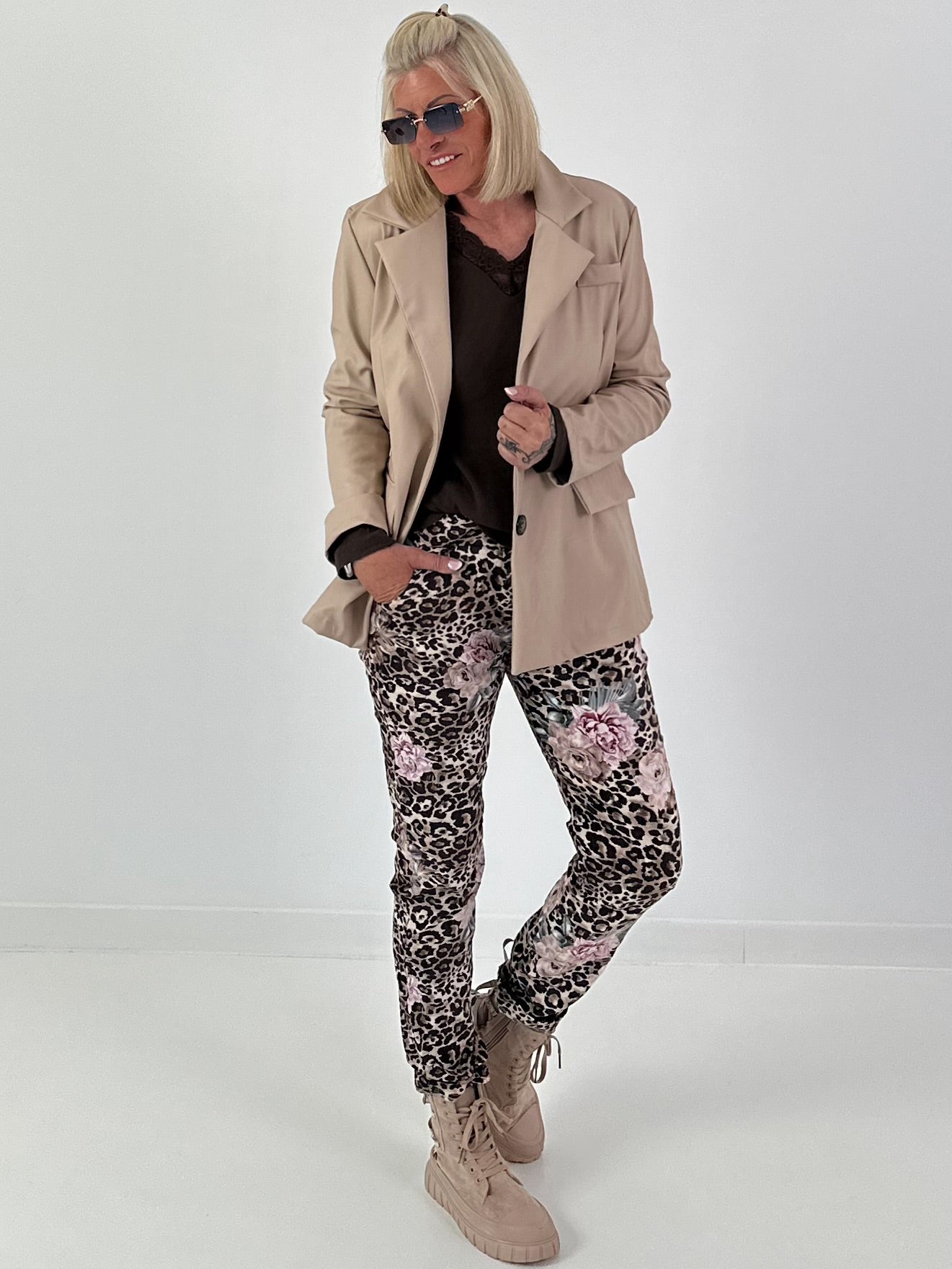 Blazer in Leder-Optik - beige