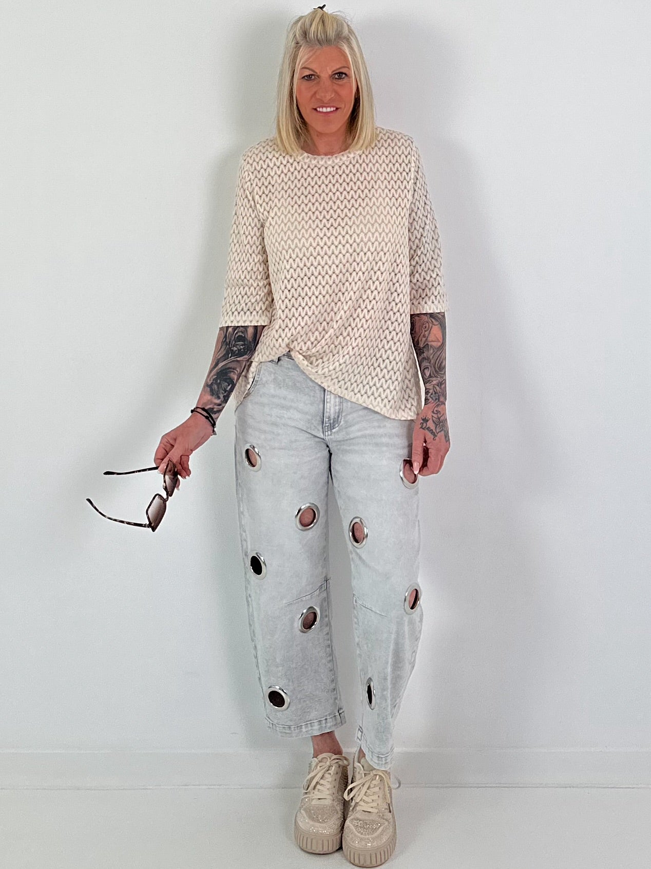 T-shirt with half sleeves - beige