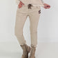 Vegan leather trousers with patch - beige