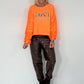 Sweater Don't Look Back - neon orange-leopard