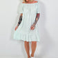 Dress with short sleeves and flounce - mint
