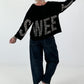 Sweatshirt SWEET mit Leo-Print - schwarz