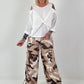 Balloon Linen Trousers with Fringe Details - taupe