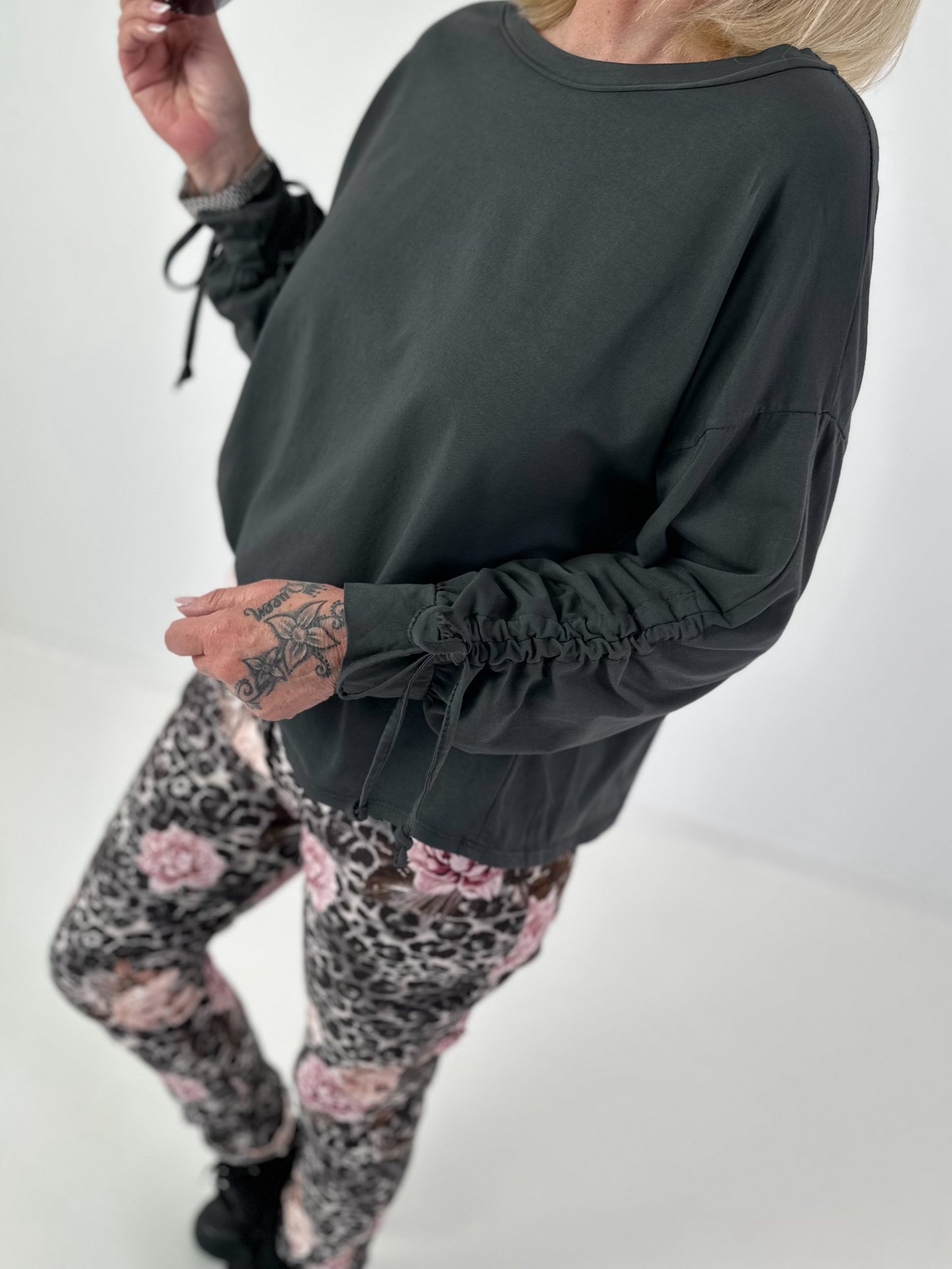 Shirt mit Raff-Details - anthrazit