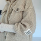 Teddymantel met mouwen met omslag - beige