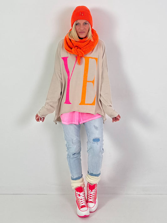 Oversized shirt model “YEAH” - beige