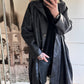 Oversized jas in lederlook, model "Darkwave" - ​​zwartblauw