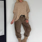 Zachte slipover met opgestikte zak - beige