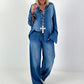 Light denim blouse - dark blue