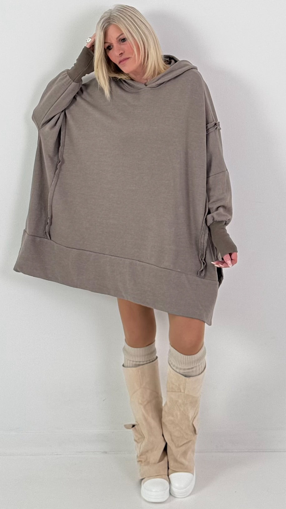 Oversized hoodie model "Rockwave" - ​​​​taupe