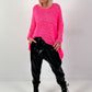 Grof gebreide trui model "Mellow Mix" - neonroze