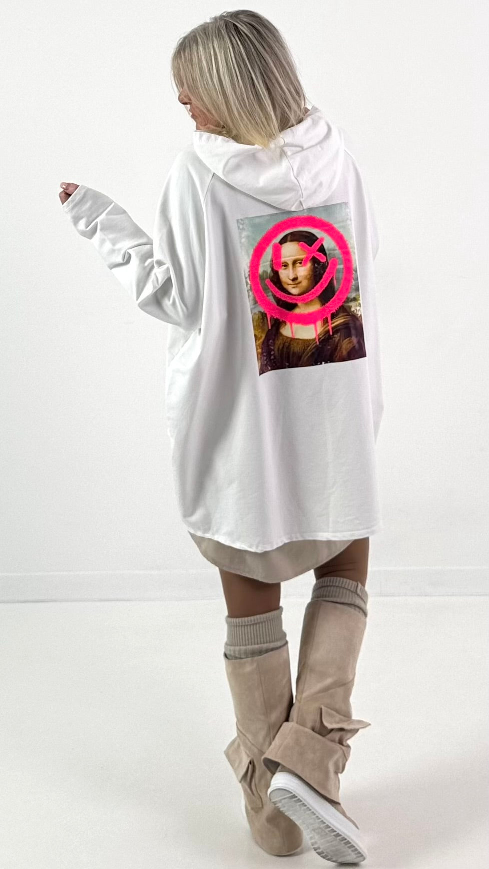 Hoodie model "Neon Icon Clash" - wit