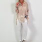 Silk blouse with terry applications - beige